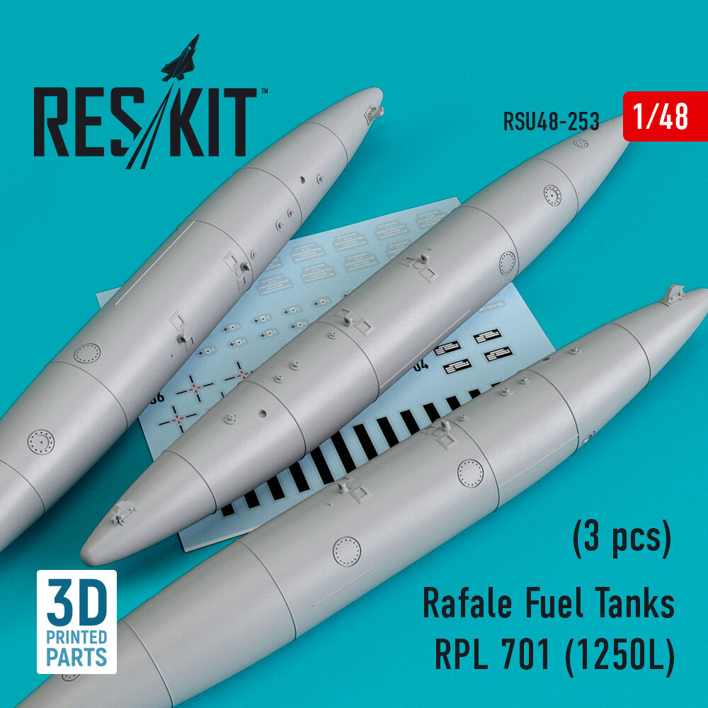 Rafale Fuel Tanks RPL 701 (1250L) (3 pcs) (3D Printed)