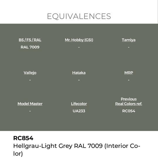 Real Colors: Hellgrau-Light Grey RAL 7009 (interior color) 17 m