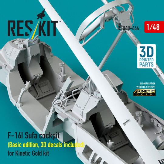 F-16I Sufa cockpit (Basic edition, 3D decals included) (3D Printed) for Kinetic