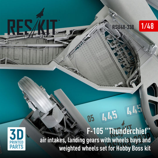 F-105 Thunderchief air intakes, landing gears with wheels bays and weighted wheels set for Hobby Boss kit (3D Printed)