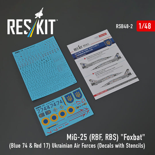 MiG-25RBF, RBS Foxbat (Blue 74 & Red 17) Ukrainian Air Forces (Decals with Stencils)