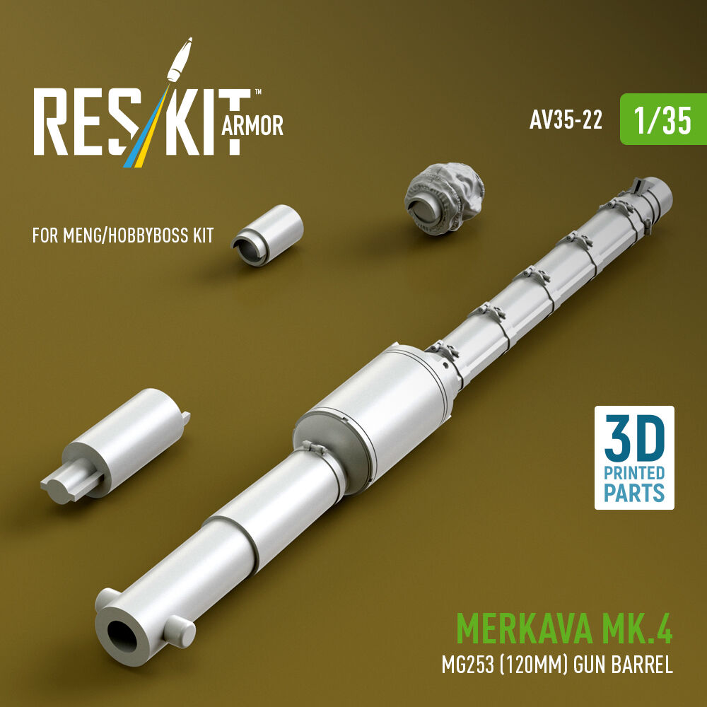 Merkava Mk.4 MG253 (120mm) gun barrel (3D Printed) for Meng / Hobby Boss