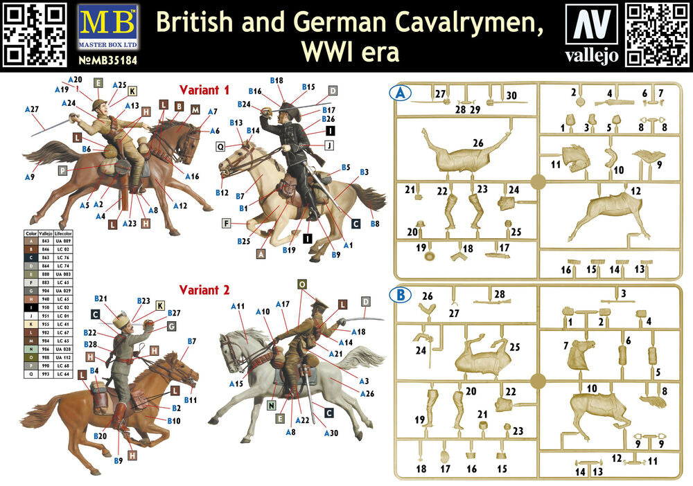British and German cavalrymen,WWI era