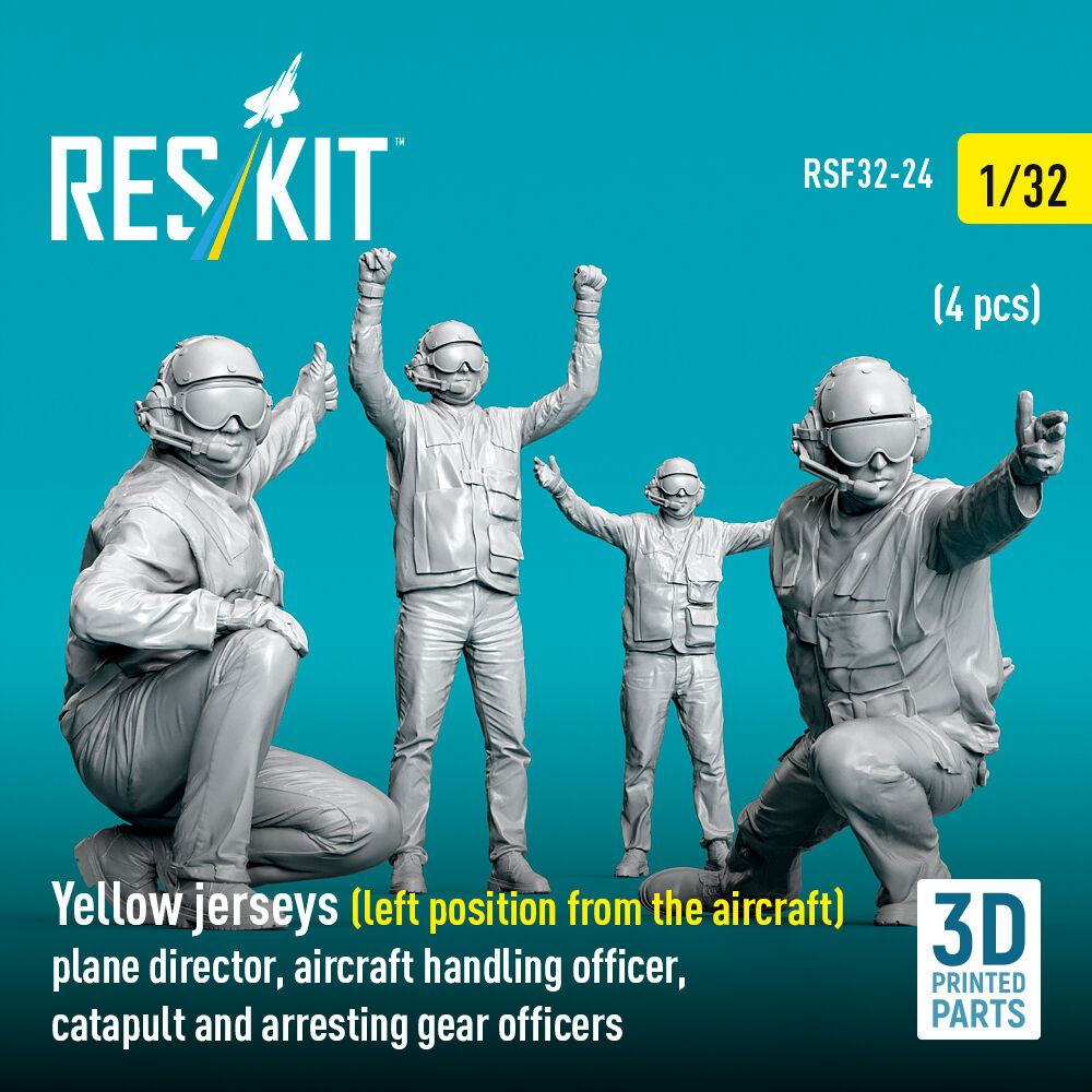 Yellow jerseys (Left position from the aircraft) plane director, aircraft handling officer, catapult and arresting gear officers (4 pcs) (3D Printed)
