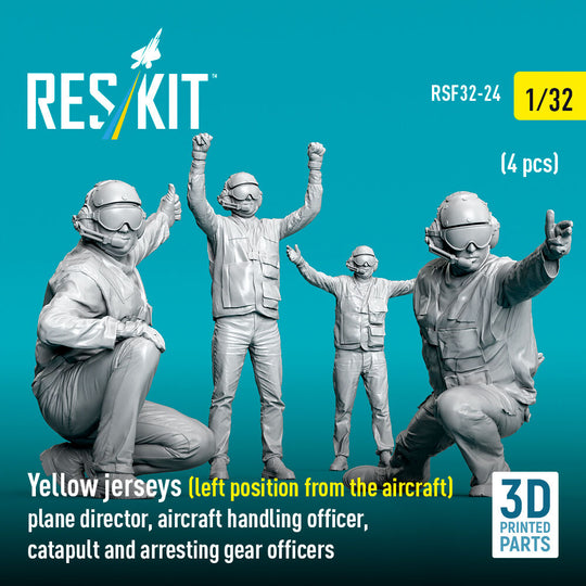 Yellow jerseys (Left position from the aircraft) plane director, aircraft handling officer, catapult and arresting gear officers (4 pcs) (3D Printed)