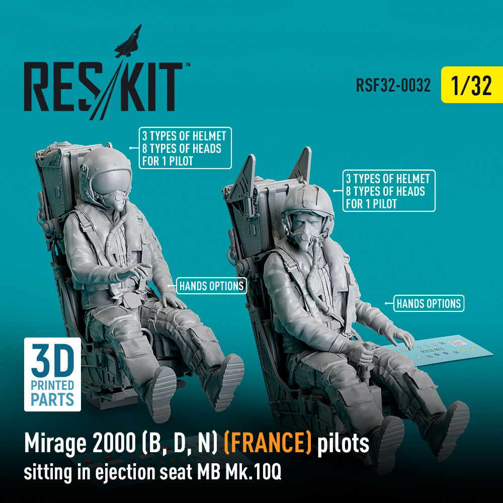 Mirage 2000 (B, D, N) (FRANCE) pilots sitting in ejection seat MB Mk.10Q (2 pcs) (3D Printed)