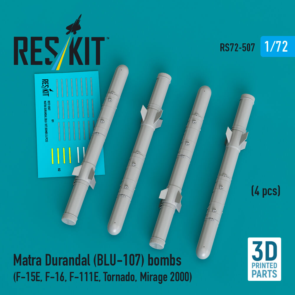 Matra Durandal (BLU-107) bombs (4 pcs) (F-15E, F-16, F-111E, Tornado, Mirage 2000) (3D Printed)