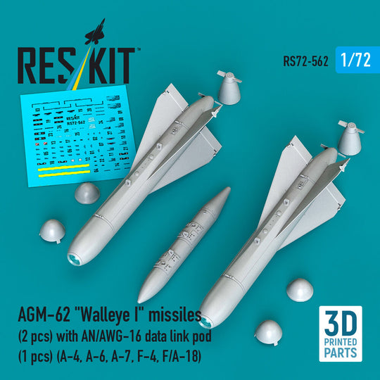 AGM-62 Walleye I missiles (2 pcs) with AN/AWG-16 data link pod (1 pcs) (A-4, A-6, A-7, F-4, F/A-18) (3D Printed)