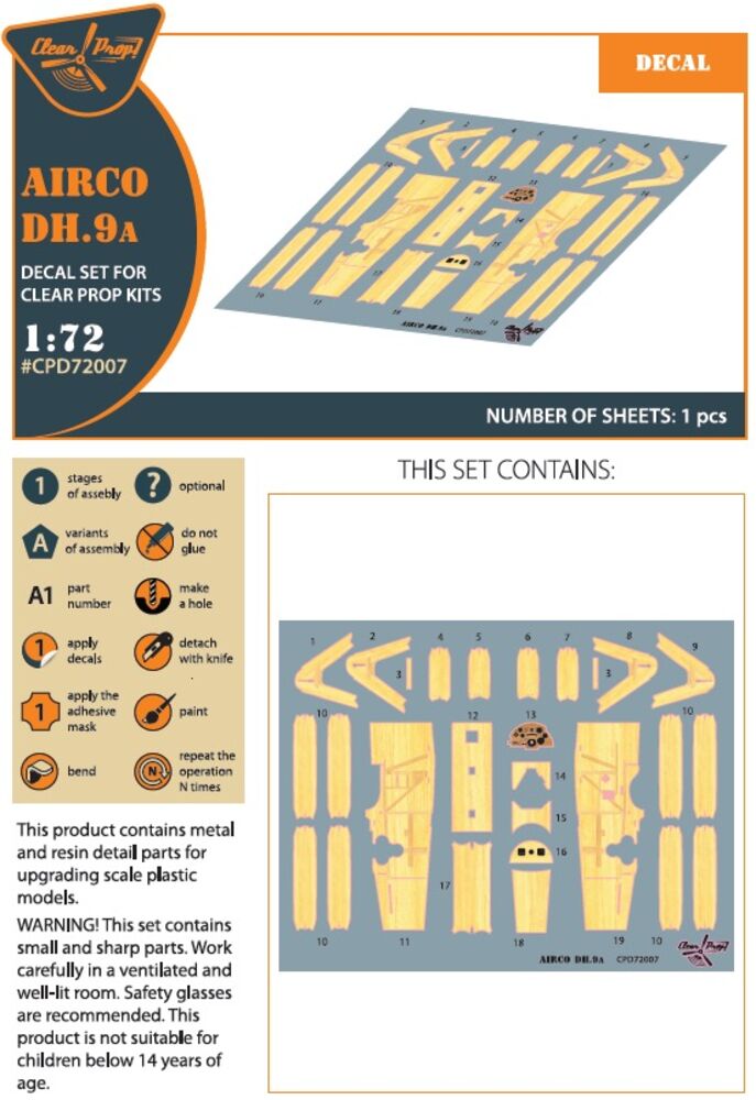 Airco DH.9a decal set for CP kits
