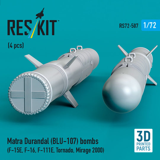 Matra Durandal (BLU-107) bombs (4 pcs) (F-15E, F-16, F-111E, Tornado, Mirage 2000) (3D Printed)