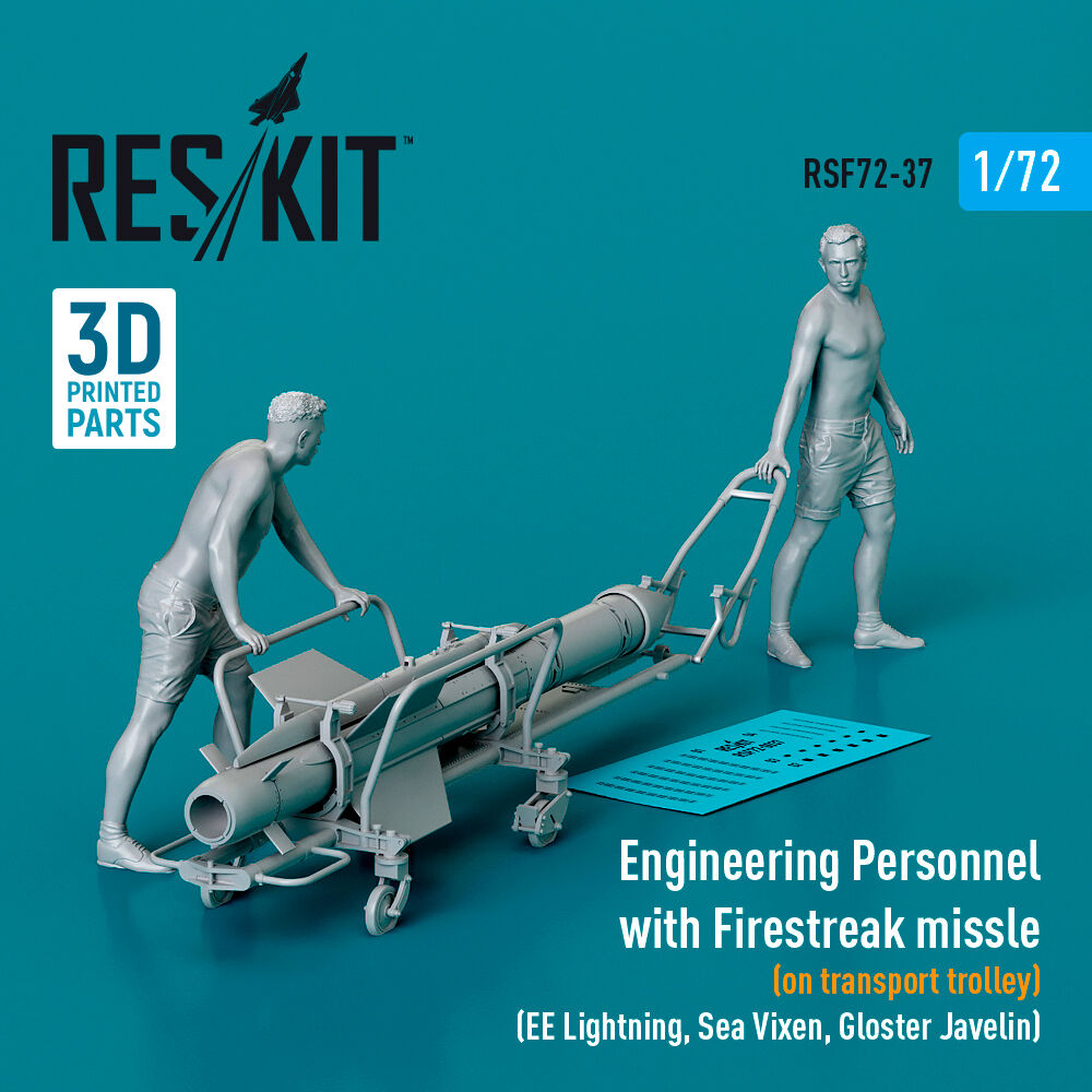 Engineering Personnel with Firestreak missile (on transport trolley) (EE Lightning, Sea Vixen, Gloster Javelin) (1 pcs) (3D Printed)