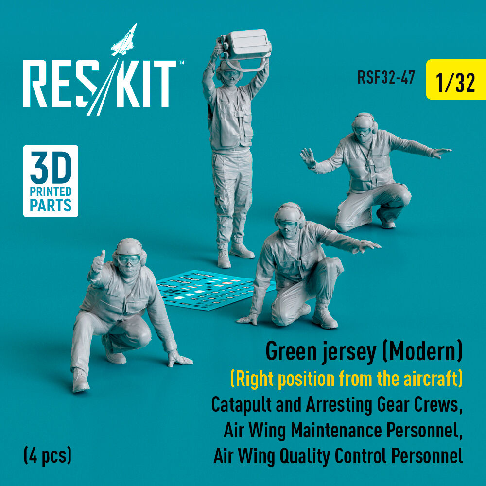 Green jersey (Modern) (Right position from the aircraft) Catapult and Arresting Gear Crews, Air Wing Maintenance Personnel, Air Wing Quality Control Personnel (4 pcs) (3D Printed)