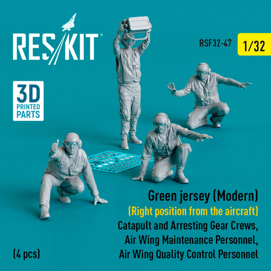 Green jersey (Modern) (Right position from the aircraft) Catapult and Arresting Gear Crews, Air Wing Maintenance Personnel, Air Wing Quality Control Personnel (4 pcs) (3D Printed)