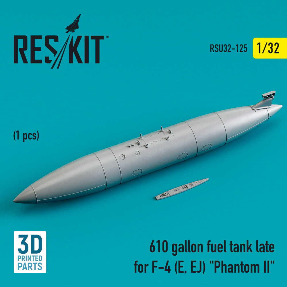 610 gallon fuel tank late for F-4 (E, EJ) Phantom II (1 pcs) (3D Printed)