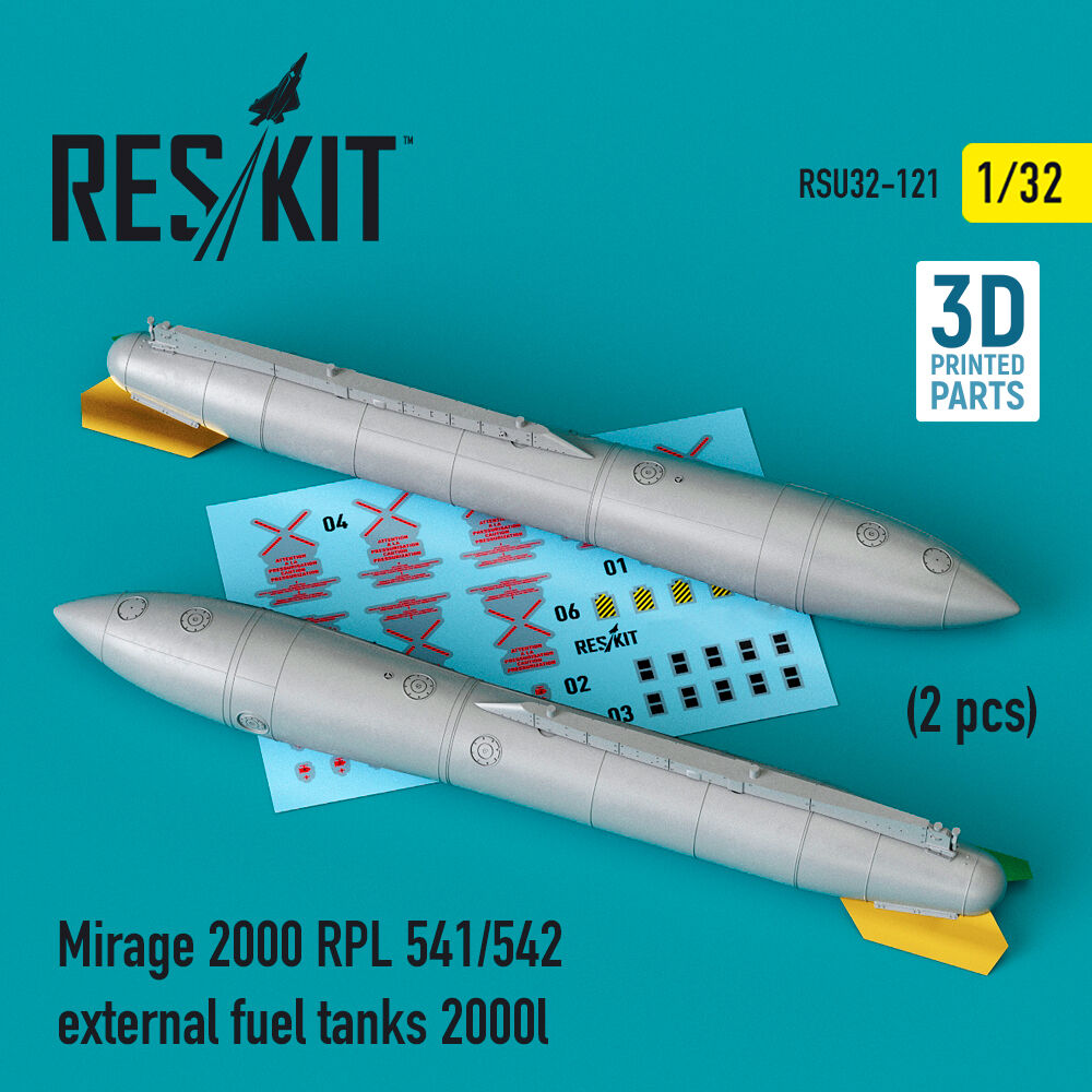 Mirage 2000 RPL 541/542 external fuel tanks 2000lt (2 pcs) (3D Printed)