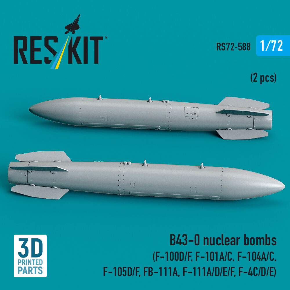 B43-0 nuclear bombs (2 pcs) (F-100D/F, F-101A/C, F-104A/C, F-105D/F, FB-111A, F-111A/E/D/F, F-4C/D/E) (3D Printed)