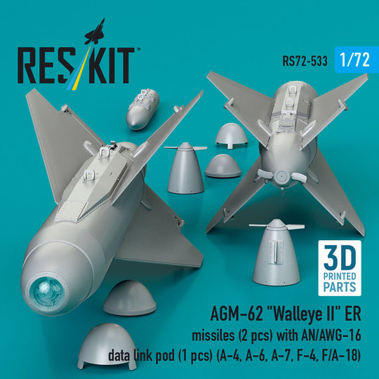 AGM-62 Walleye II ER missiles (2 pcs) with AN/AWG-16 data link pod (1 pcs) (A-4, A-6, A-7, F-4, F/A-18) (3D Printed)