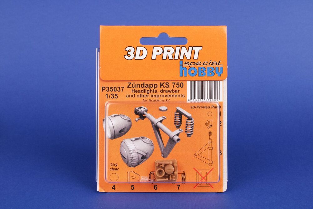 Zündapp KS 750 Headlights, drawbar and other improvements 1/35 / for Academy kit