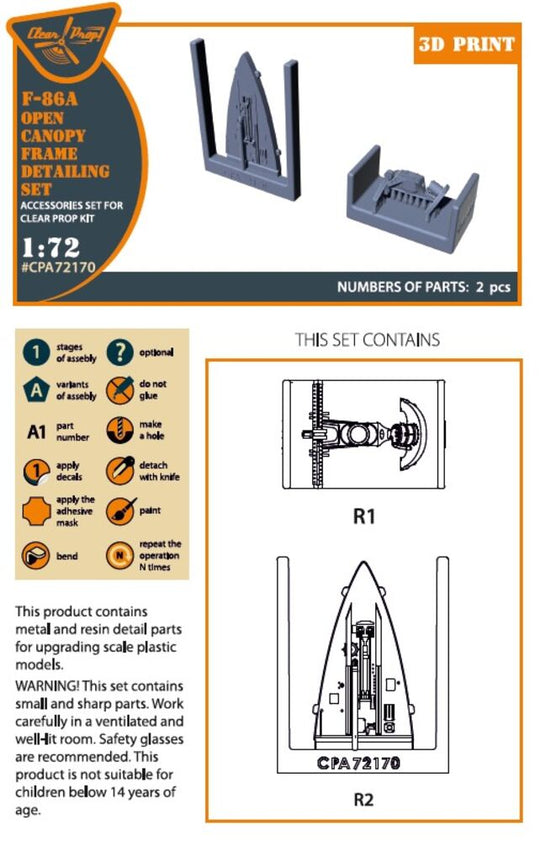 F-86A Open canopy frame detailing set for CP kits