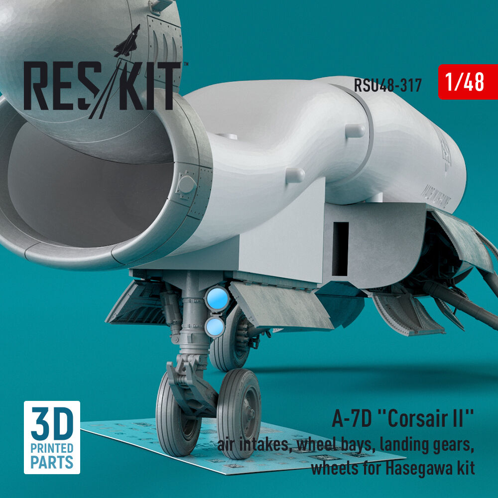 A-7D Corsair II air intakes, wheel bays, landing gears, wheels for Hasegawa kit (3D Printed)