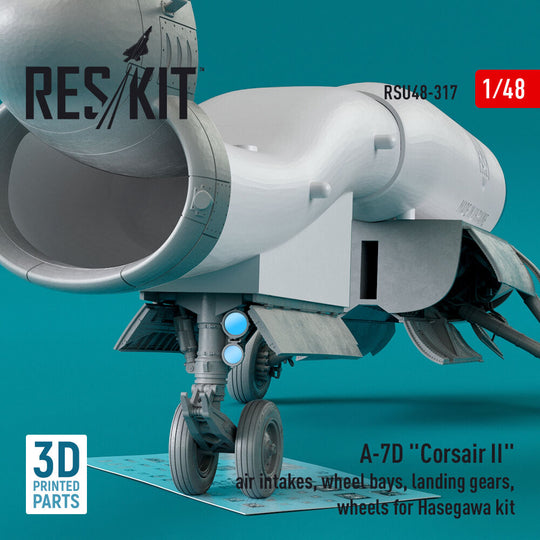 A-7D Corsair II air intakes, wheel bays, landing gears, wheels for Hasegawa kit (3D Printed)