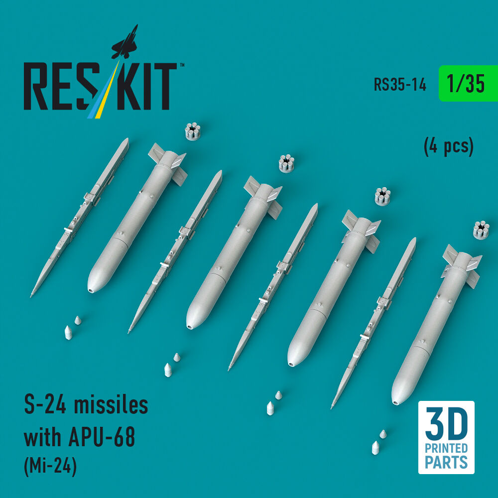 S-24 missiles with APU-68 (4 pcs) (Mi-24) (3D Printed)