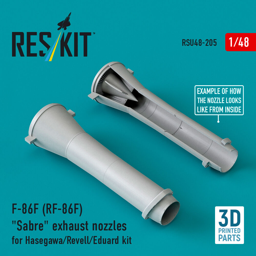 F-86F (RF-86F) Sabre exhaust nozzles for Hasegawa/Revell/Eduard kit (3D Printed)