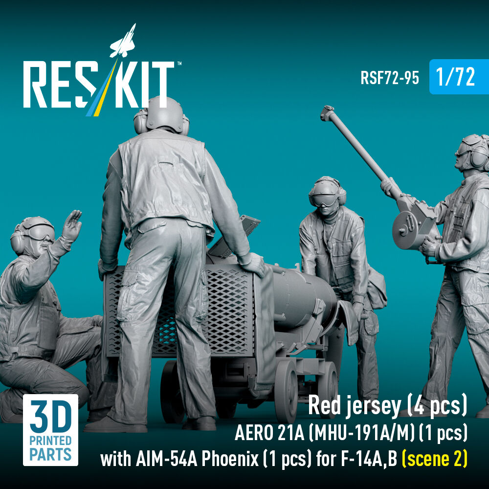 Red jersey (4 pcs) AERO 21A (MHU-191A/M) (1 pcs) with AIM-54A Phoenix (1 pcs) for F-14A,B (scene 2) (3D Printed)