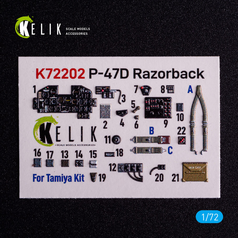P-47D Razorback - interior 3D decals for Tamiya kit