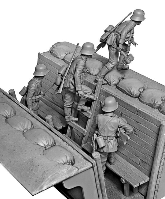 German Infantrymen before the attack. WWI era. Achtung, Panzer!
