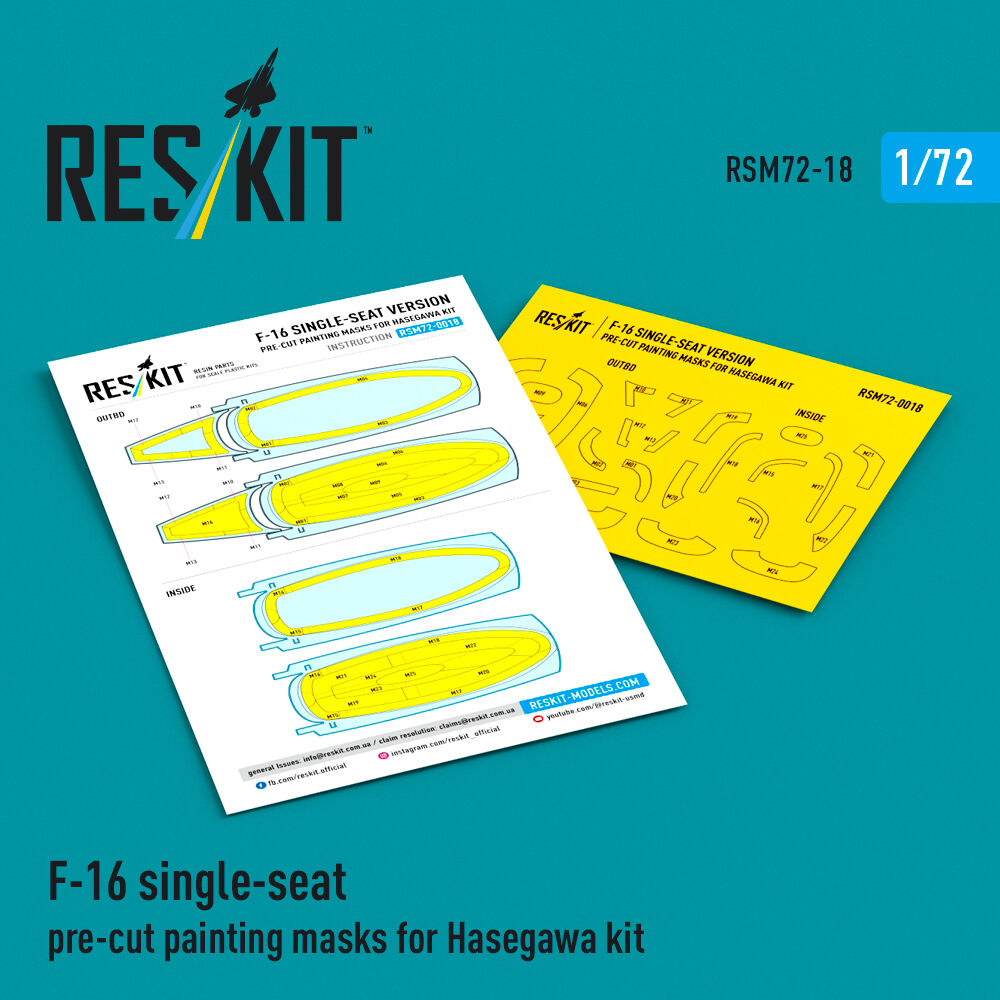 F-16 single-seat pre-cut painting masks for Hasegawa