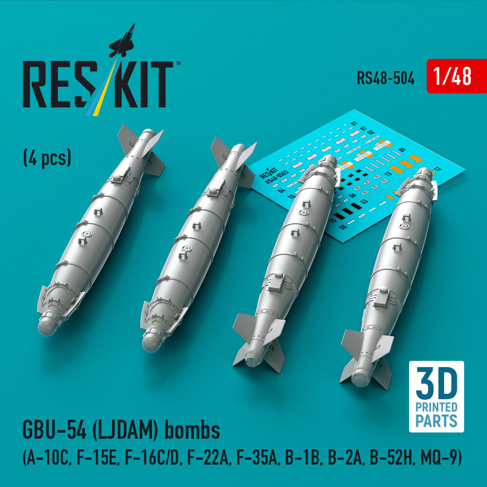 GBU-54 (LJDAM) bombs (4 pcs) (A-10C, F-15E, F-16C/D, F-22A, F-35A, B-1B, B-2A, B-52H, MQ-9) (3D Printed)