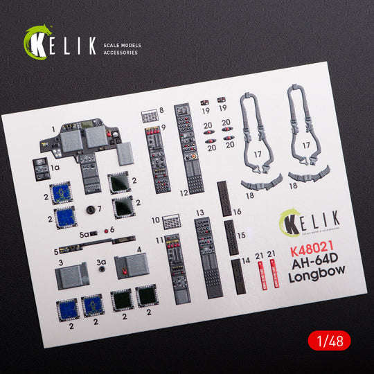 AH-64D Apache longbow interior 3D decals for Hasegawa kit