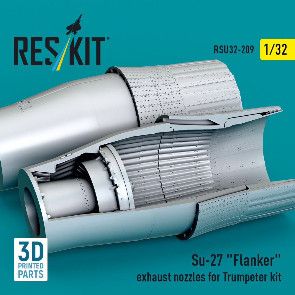 Su-27 Flanker exhaust nozzles for Trumpeter kit (3D Printed)