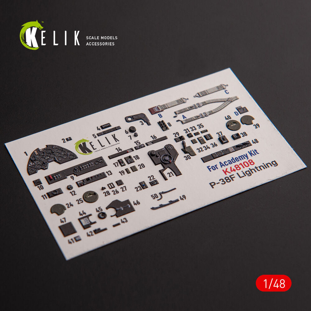 ?-38F Lightning - interior 3D decals for Academy kit