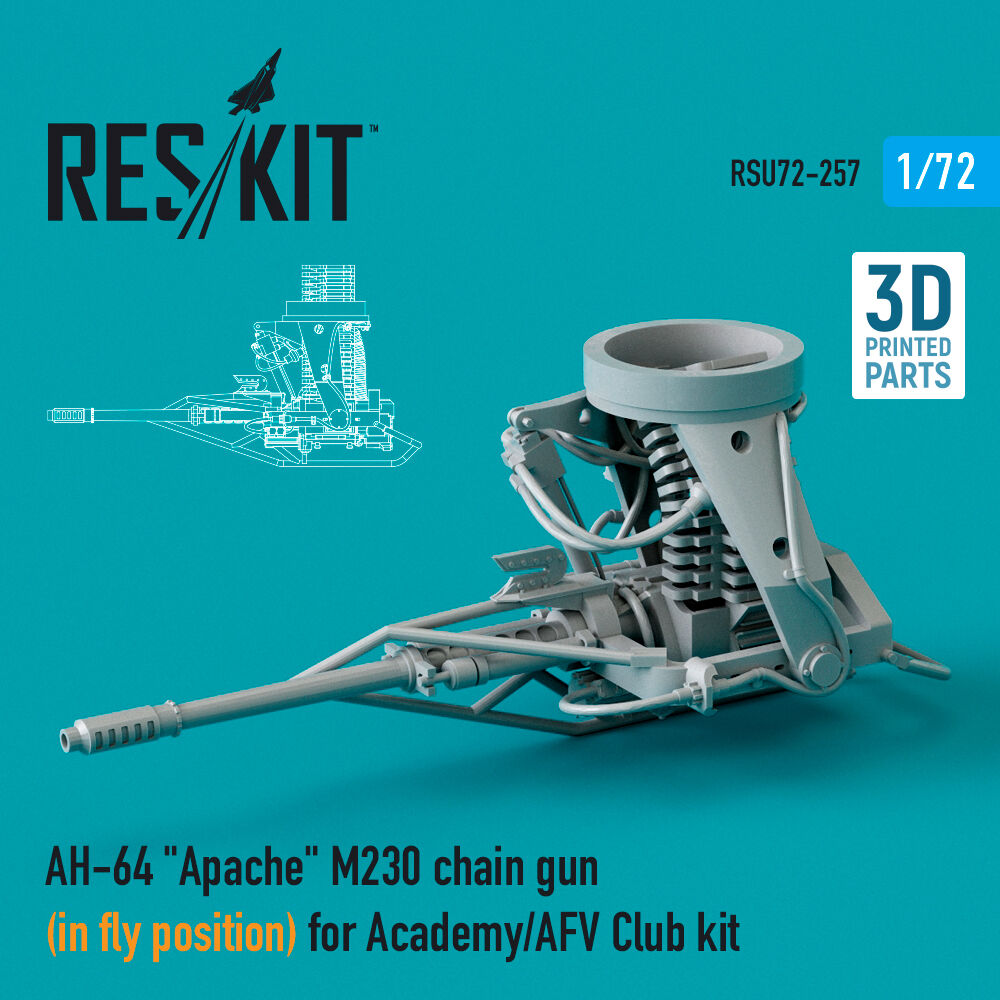 AH-64 Apache M230 chain gun (in fly position) for Academy / AFV Club kit (3D Printed)