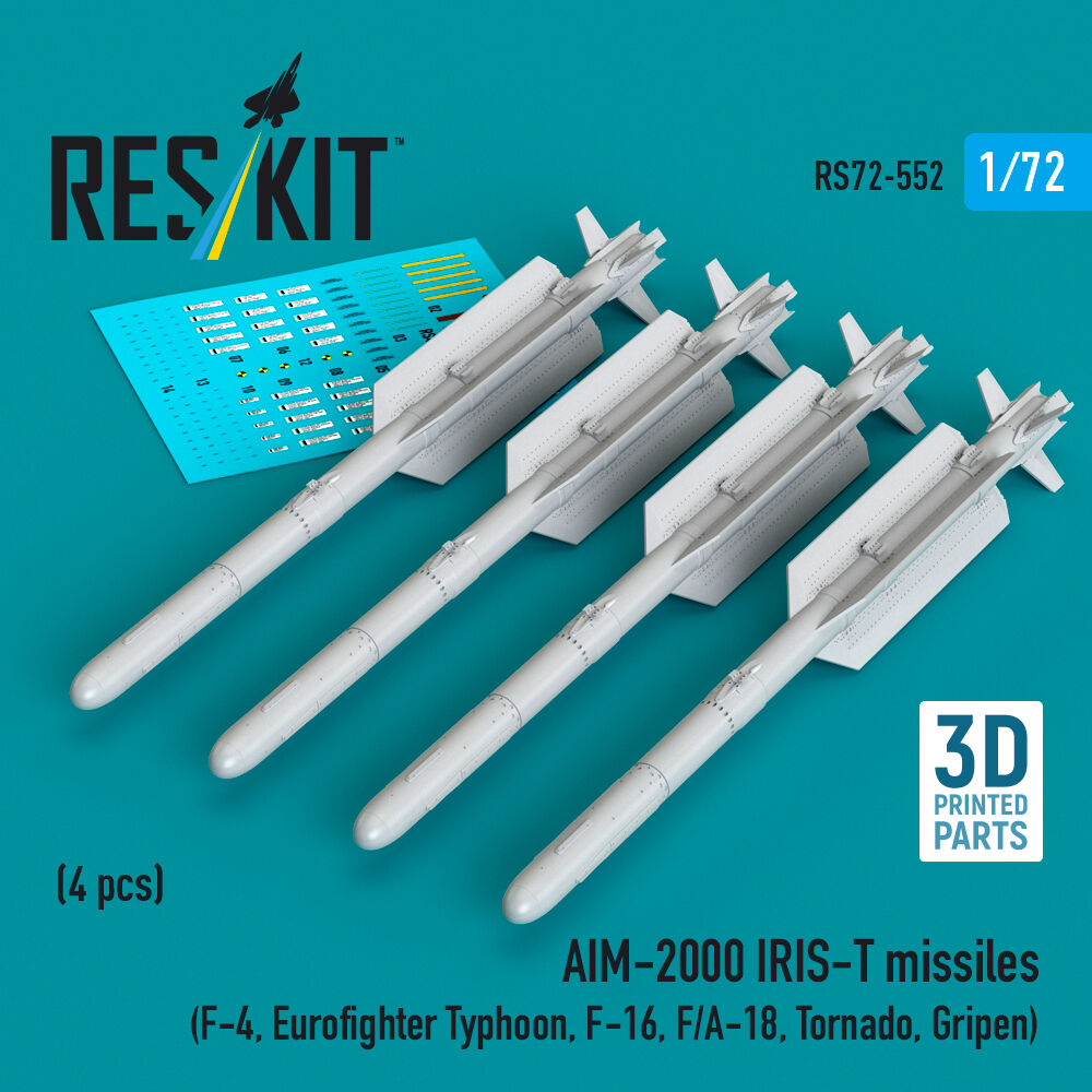 AIM-2000 IRIS-T missiles (4 pcs) (F-4, Eurofighter Typhoon, F-16, F/A-18, Tornado, Gripen) (3D Printed)