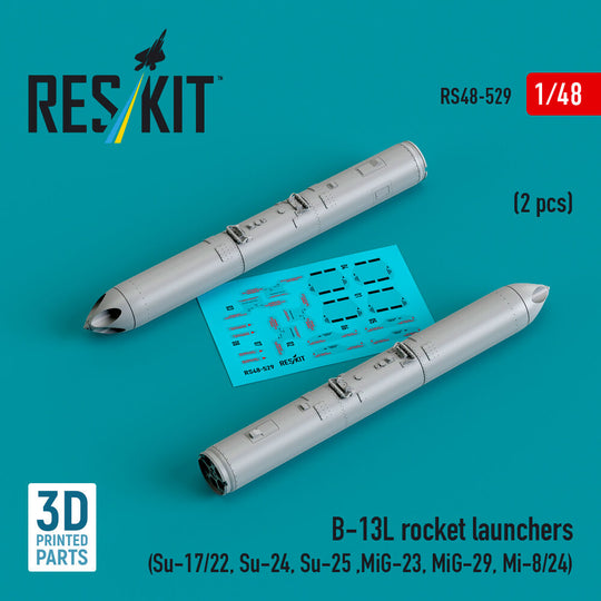 B-13L rocket launchers (2 pcs) (Su-17/22, Su-24, Su-25 ,MiG-23, MiG-29, Mi-8/24) (3D Printed)