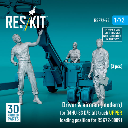 Driver & airmen (modern) (3 pcs) (MHU-83 D/E lift truck UPPER loading position for RSK72-0009) (3D Printed)