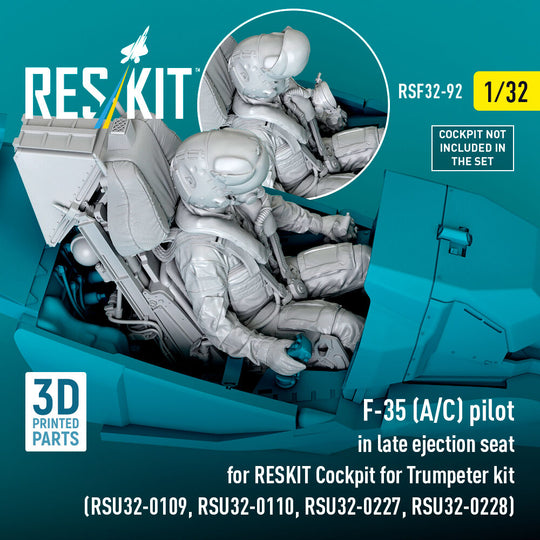 F-35 (A/C) pilot in late ejection seat for RESKIT Cockpit for Trumpeter kit (RSU32-0109, RSU32-0110, RSU32-0227, RSU32-0228) (3D Printed)
