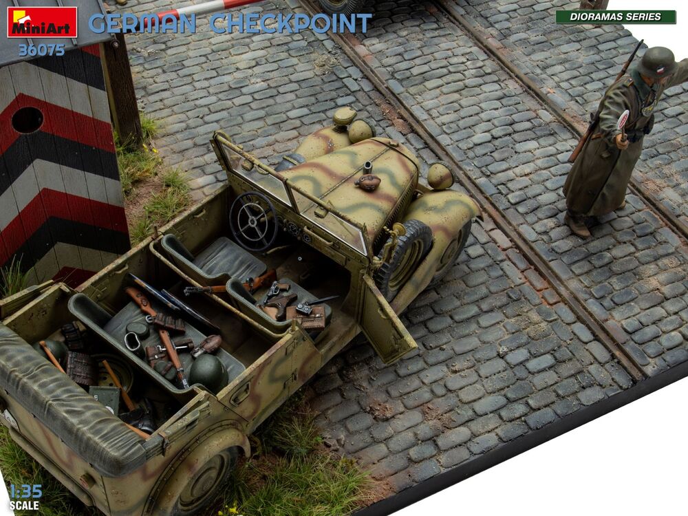 German Checkpoint. 3t Cargo Truck 3,6-36S & Kfz.1 Type 170VK w/ Feldgendarmerie. Big Set