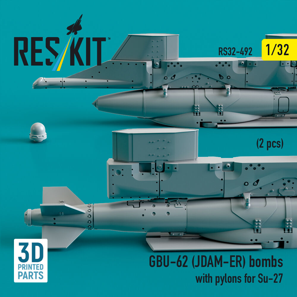 GBU-62 (JDAM-ER) bombs with pylons for Su-27 (2 pcs) (3D Printed)