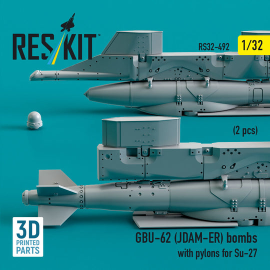 GBU-62 (JDAM-ER) bombs with pylons for Su-27 (2 pcs) (3D Printed)