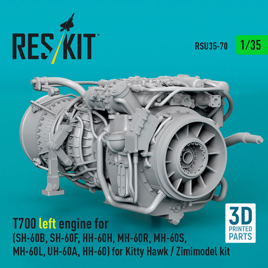 T700 left engine (SH-60B, SH-60F, HH-60H, MH-60R, MH-60S, MH-60L, UH-60A, HH-60) for Kitty Hawk / Zimimodel kit (3D Printed)