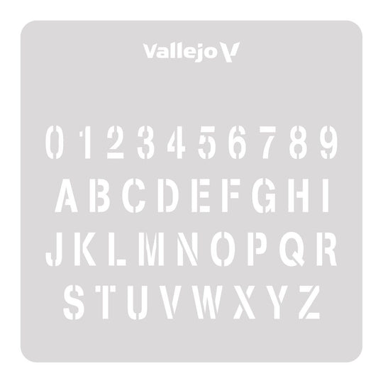 Vallejo Stencils: Stamp Font 125 x 125 mm