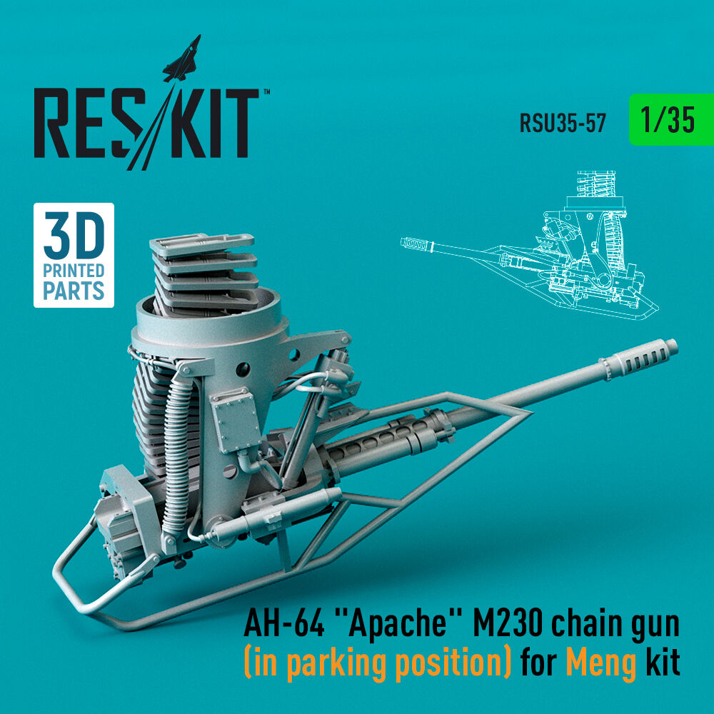 AH-64 Apache M230 chain gun (in parking position) for Meng kit (3D Printed)