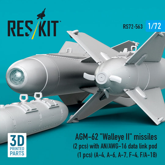 AGM-62 Walleye II missiles (2 pcs) with AN/AWG-16 data link pod (1 pcs) (A-4, A-6, A-7, F-4, F/A-18) (3D Printed)