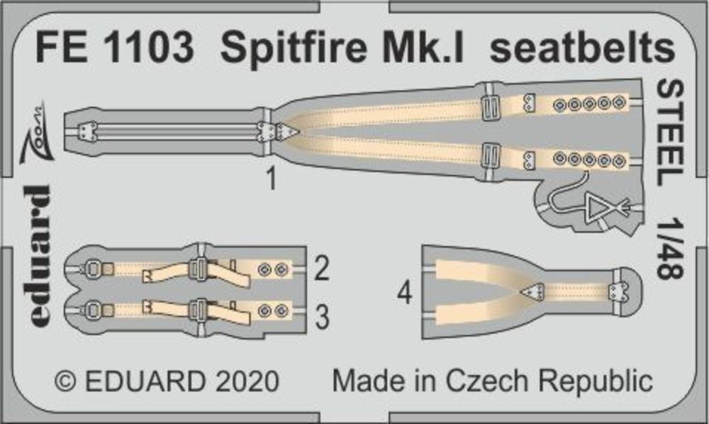 Spitfire Mk.I seatbelts STEEL for Airfix