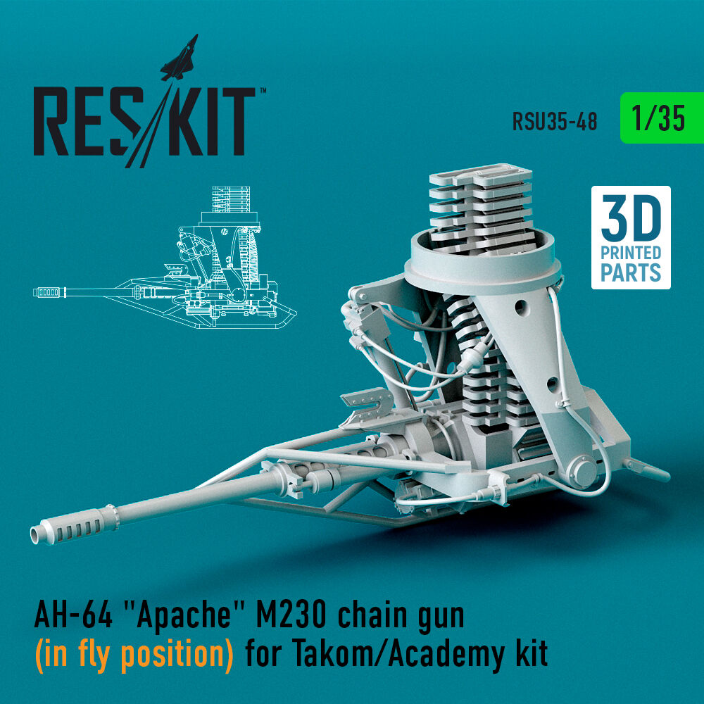 AH-64 Apache M230 chain gun (in fly position) for Takom/Academy kit (3D Printed)