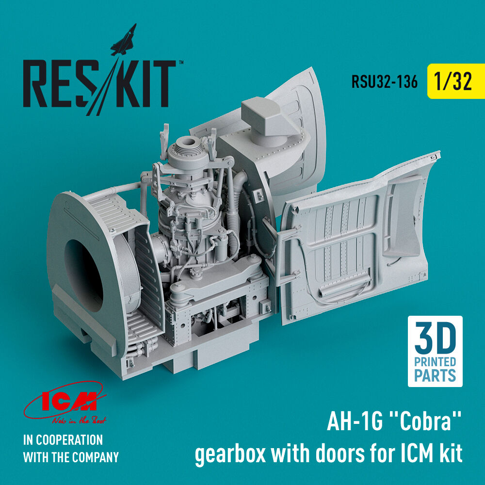 AH-1G Cobra gearbox with doors for ICM kit (3D Printed)